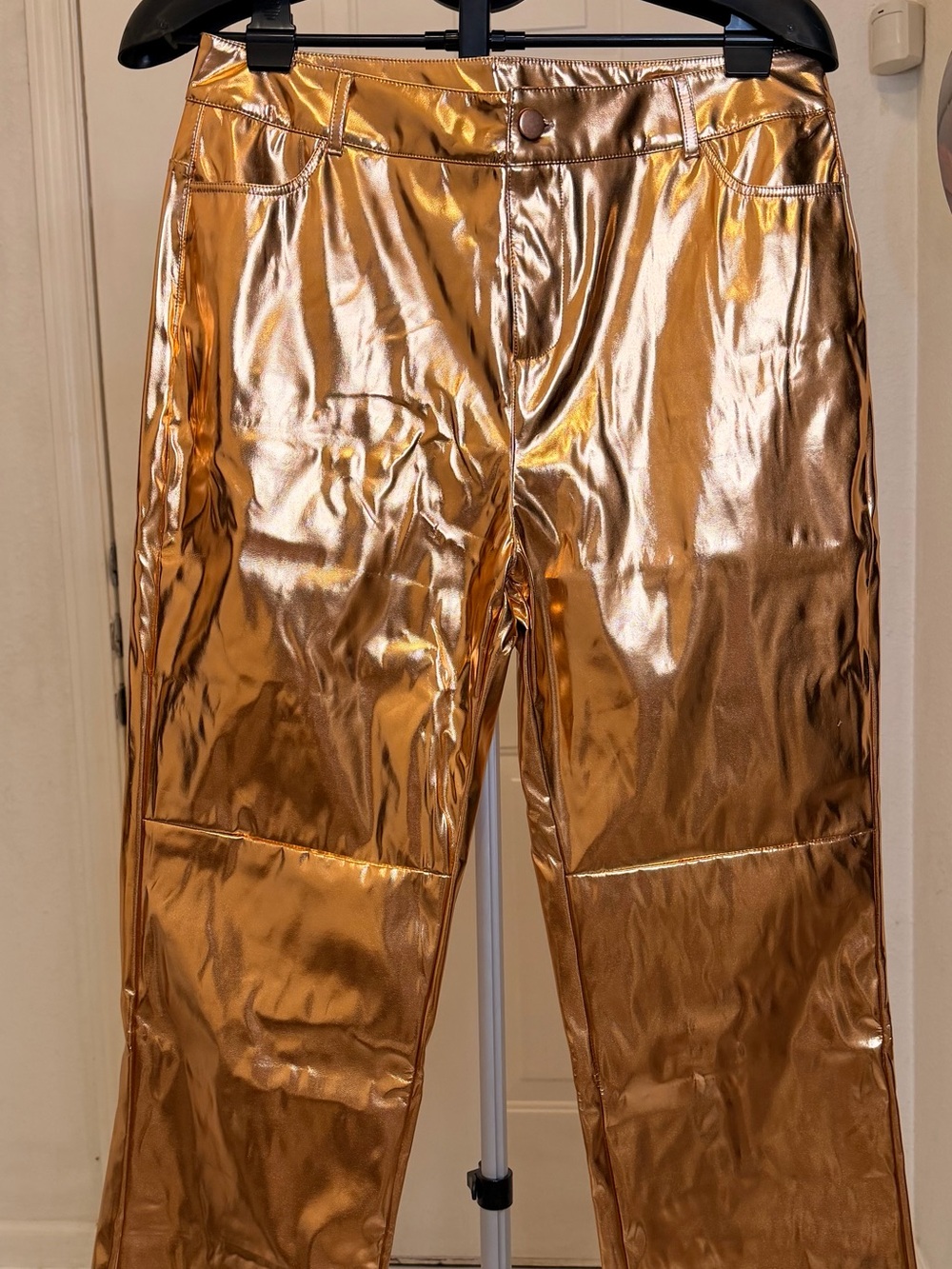 Metallic Copper High-Shine Pants